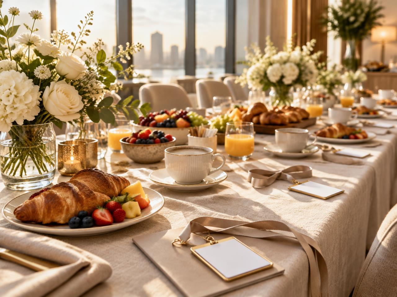 Imagem ilustrativa: mesa de recepção com café da manhã